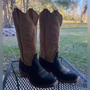 Rios of Mercedes 16” Men’s Black and Brown Cowboy Boots